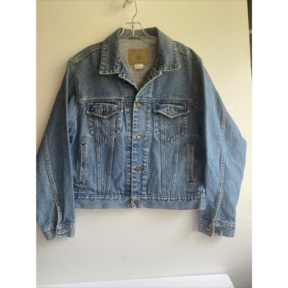 GAP Jean Jacket Mens Size M Blue Heavy Duty Demim Trucker Y2K